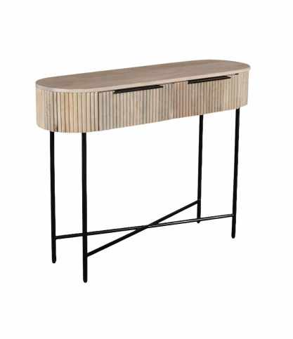Retro - Console in natural mango wood and black metal