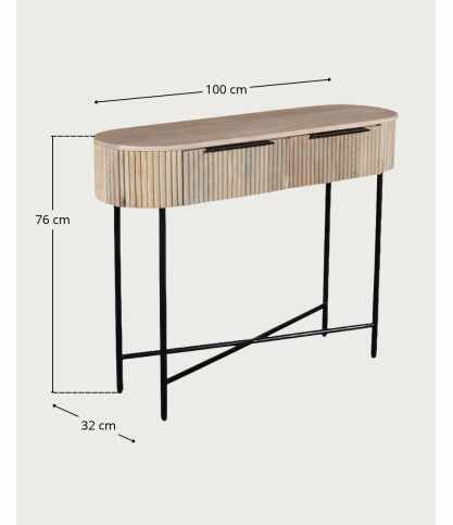 Retro - Console in natural mango wood and black metal