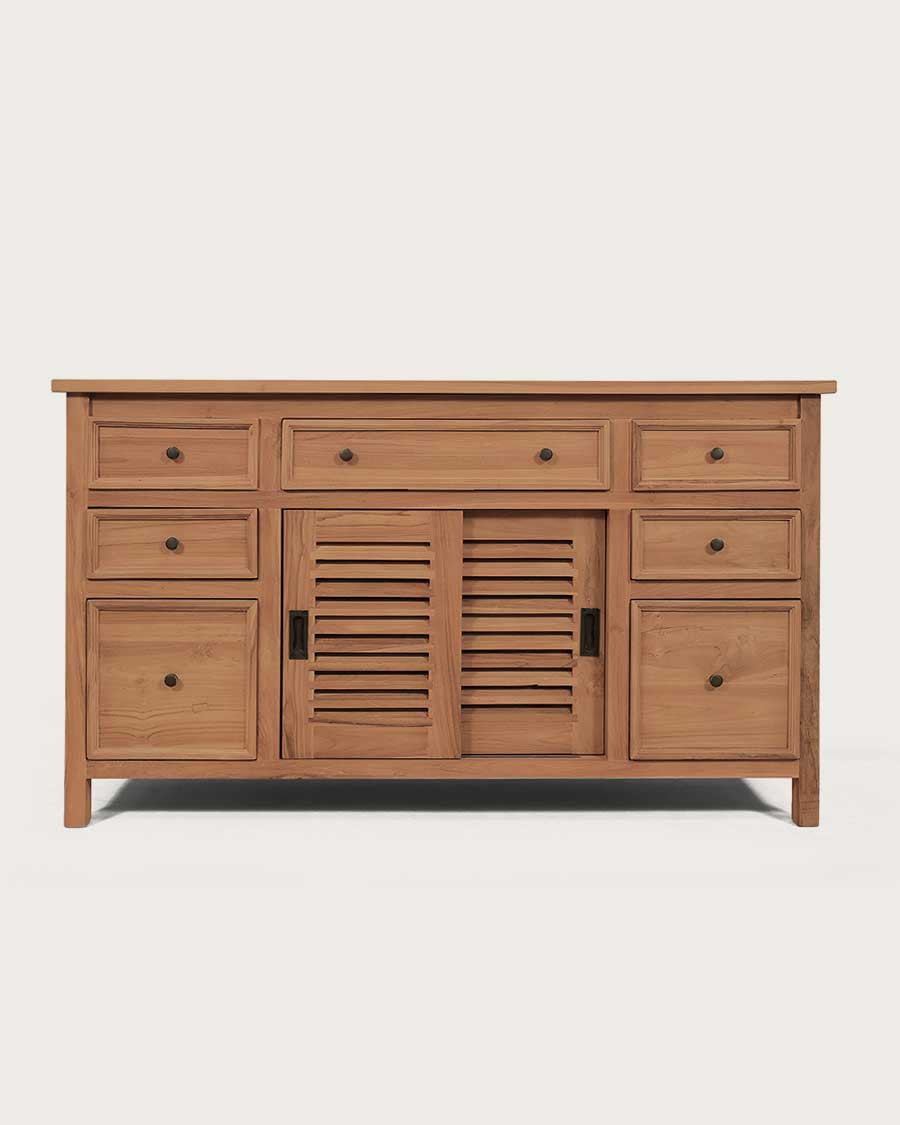 Savanna - Teak bathroom cabinet with shutter doors 140 cm