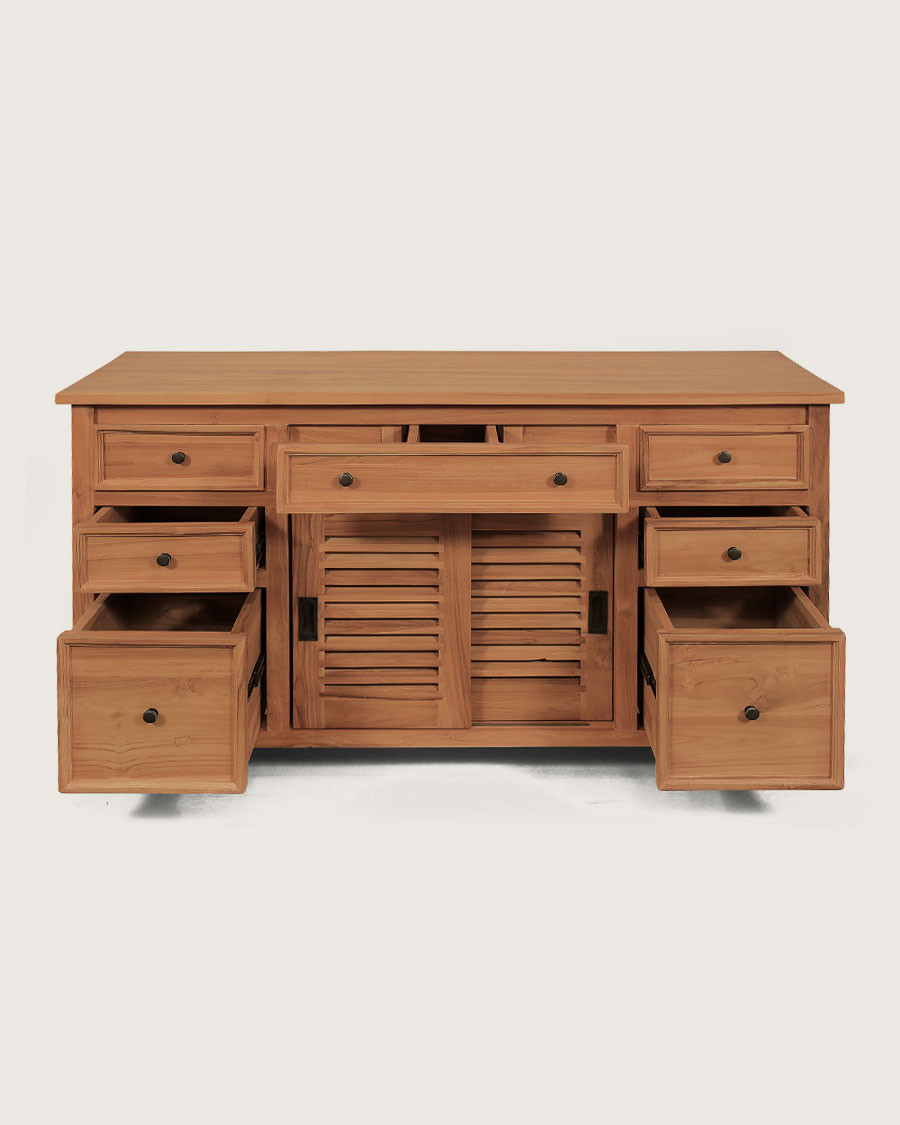 Savanna - Teak bathroom cabinet with shutter doors 140 cm