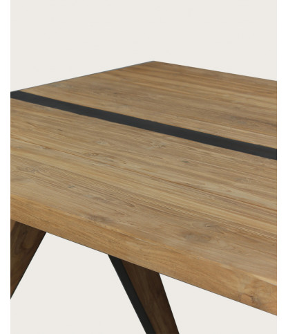Ningbo - Table repas en teck massif L180 cm 8 pers.
