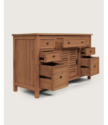 Savanna - Teakholz-Badezimmerschrank mit Rollladentüren 140 cm