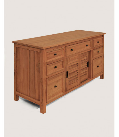 Savanna - Teak bathroom cabinet with shutter doors 140 cm