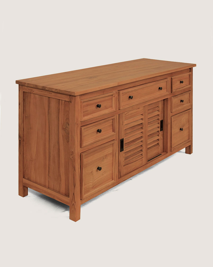 Savanna - Teak bathroom cabinet with shutter doors 140 cm