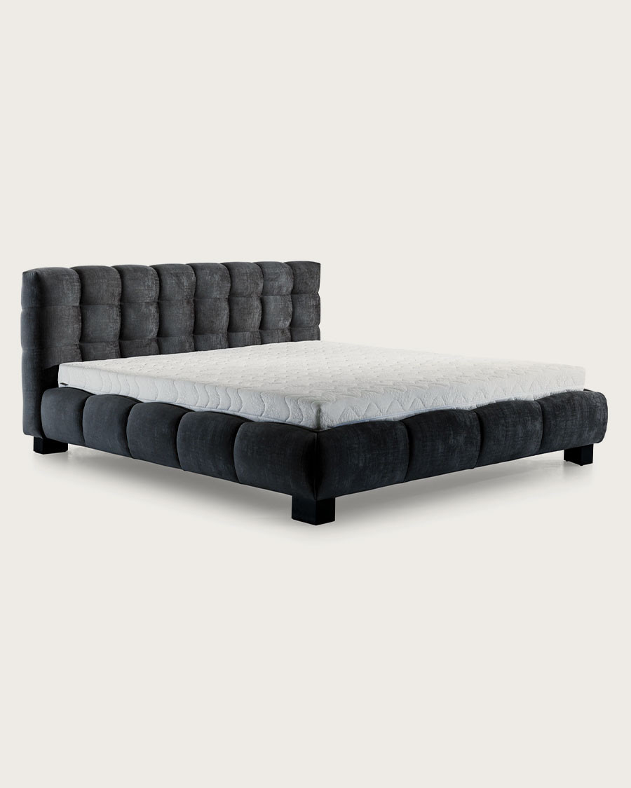 BellI - Cama doble en terciopelo gris