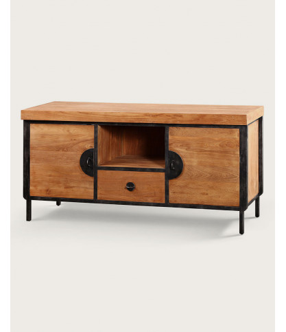 Samurai - Mueble de baño industrial en teca y metal 160 cm