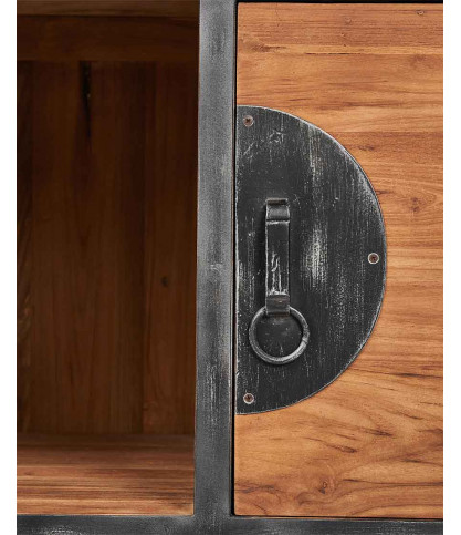 Samurai - Mobile bagno industriale in teak e metallo, 160 cm