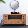Jazz - Meuble salle de bain industriel en teck et métal 145 cm