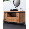 Jazz - Meuble salle de bain industriel en teck et métal 145 cm