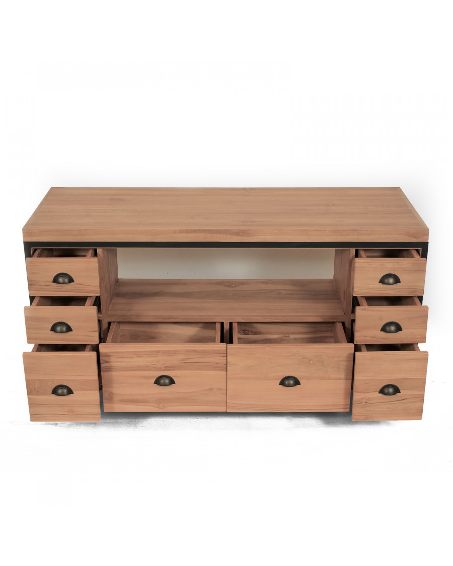 Jazz - Mueble de baño industrial en teca y metal 145 cm