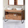 Azur - Meuble salle de bain industriel en teck et métal 120 cm