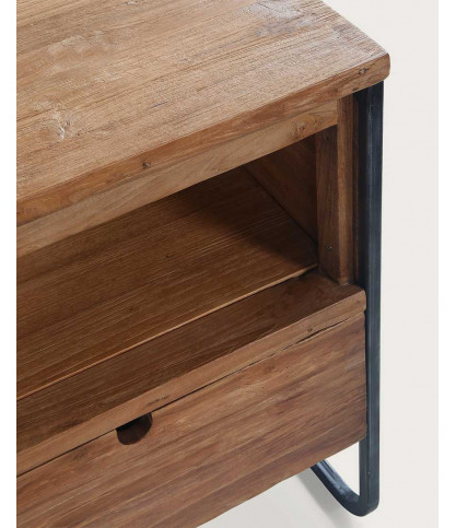 Azur - Industrial bathroom vanity unit in teak and metal, 120 cm