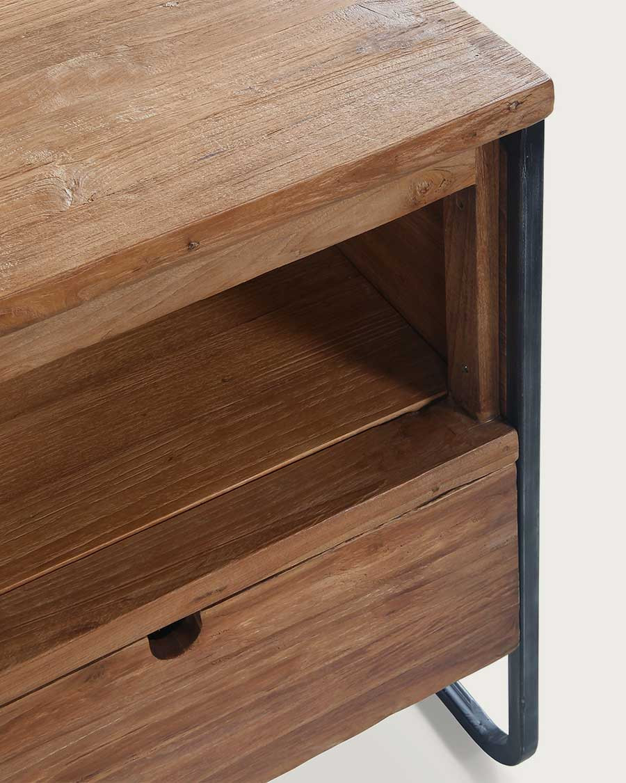 Azur - Mueble de baño industrial en teca y metal 120 cm