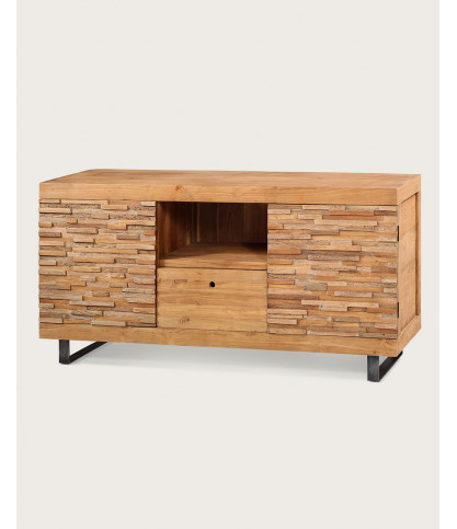 Néo - Meuble salle de bain en teck parqueté 140 cm