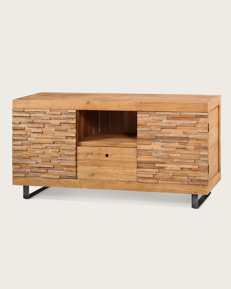 Néo - Meuble salle de bain en teck parqueté 140 cm
