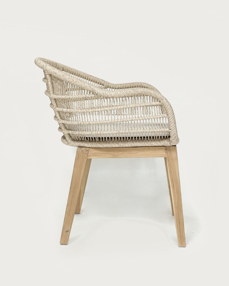 Maelie - Chaise en teck massif et corde beige