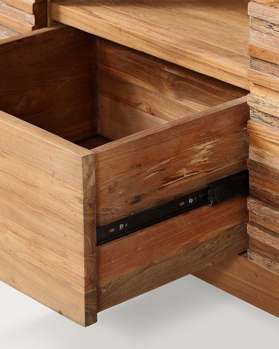 Néo - Meuble salle de bain en teck parqueté 140 cm