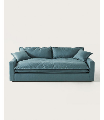 Apollon – 3-Sitzer-Sofa aus blauem Leinen