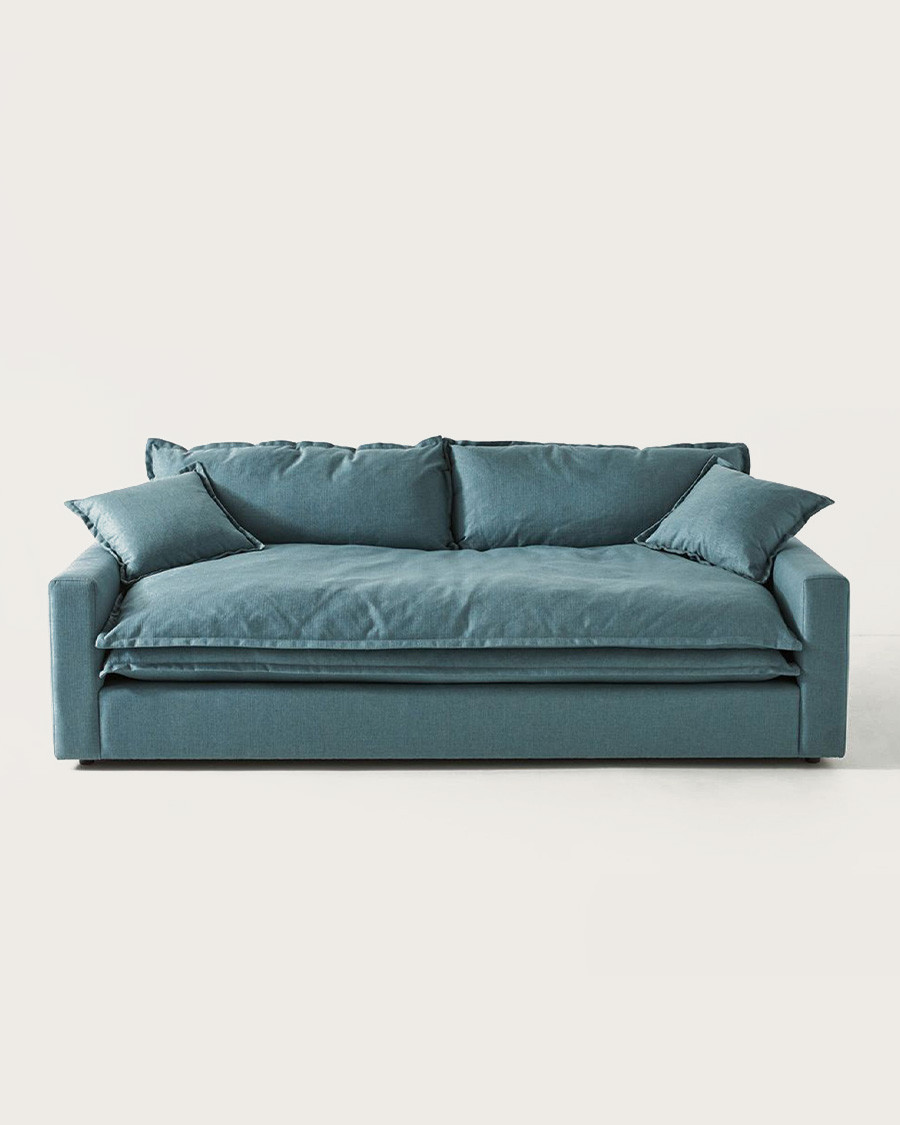 Apollo - 3-Sitzer-Sofa aus blauem Leinen