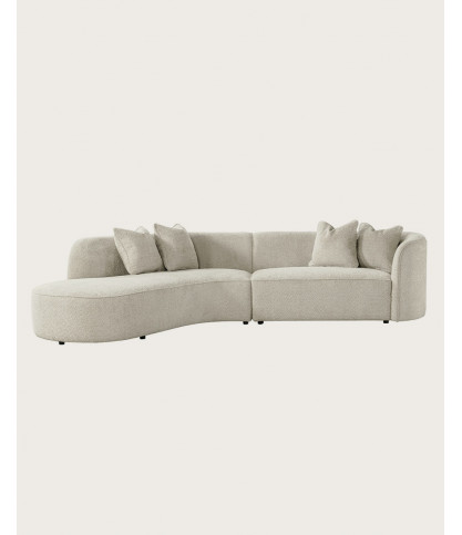 Hestia - Rounded corner sofa in white bouclé fabric