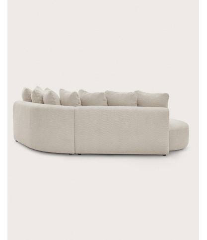 Hestia - Rounded corner sofa in white bouclé fabric