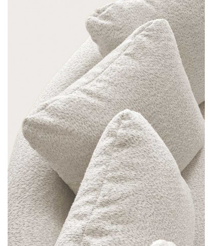 Hestia - Rounded corner sofa in white bouclé fabric