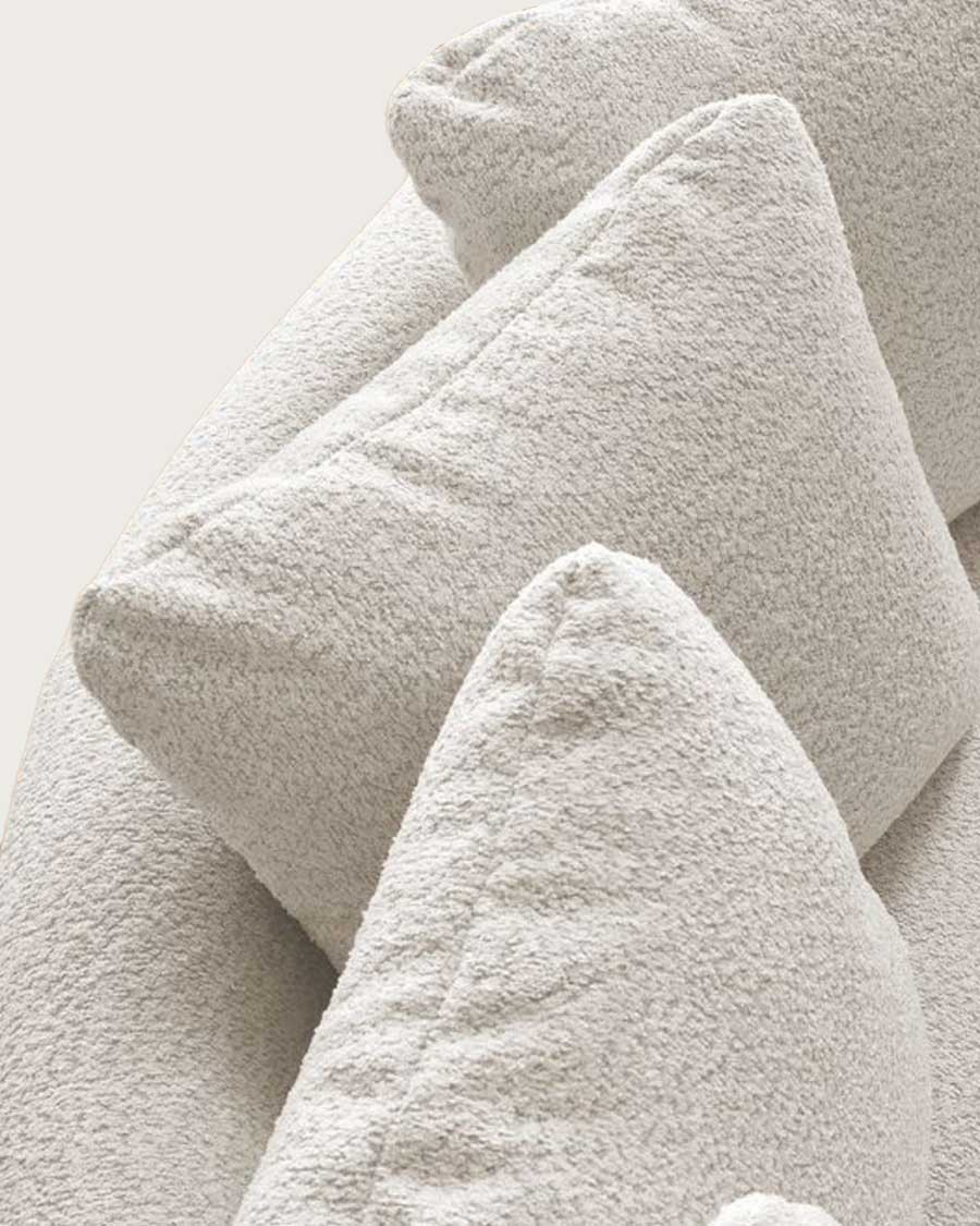 Hestia - Abgerundetes Ecksofa aus weißem Bouclé-Stoff