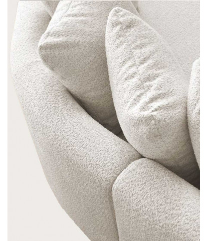 Hestia - Rounded corner sofa in white bouclé fabric
