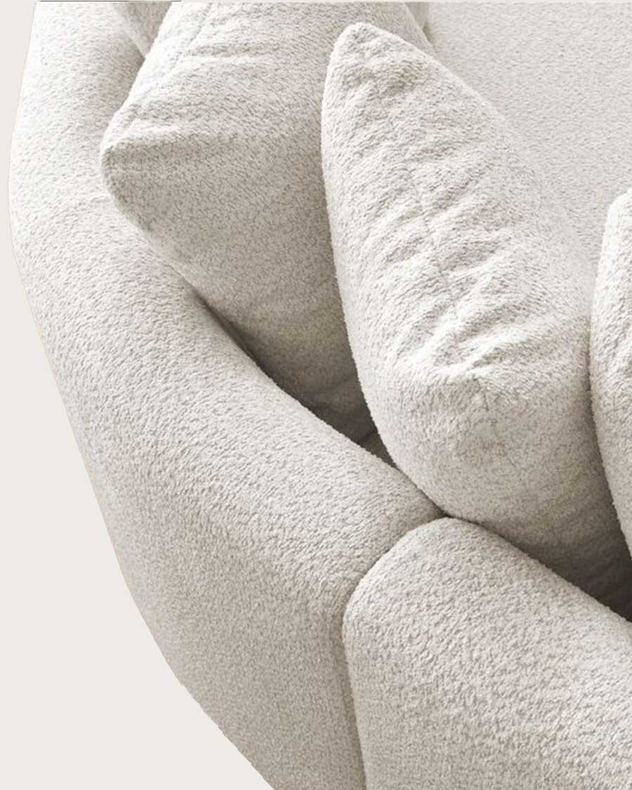 Hestia - Rounded corner sofa in white bouclé fabric