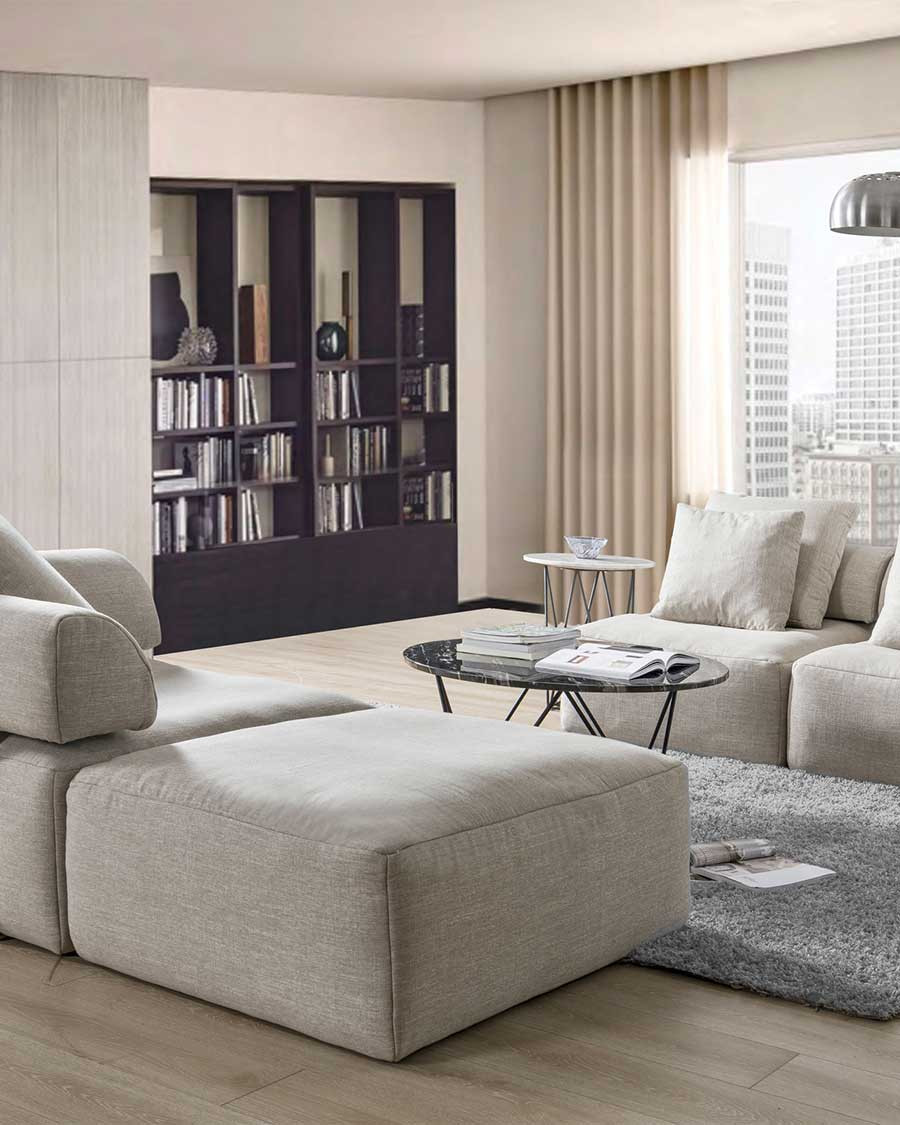 Copenhagen - Modulares Sofa aus grauem Stoff
