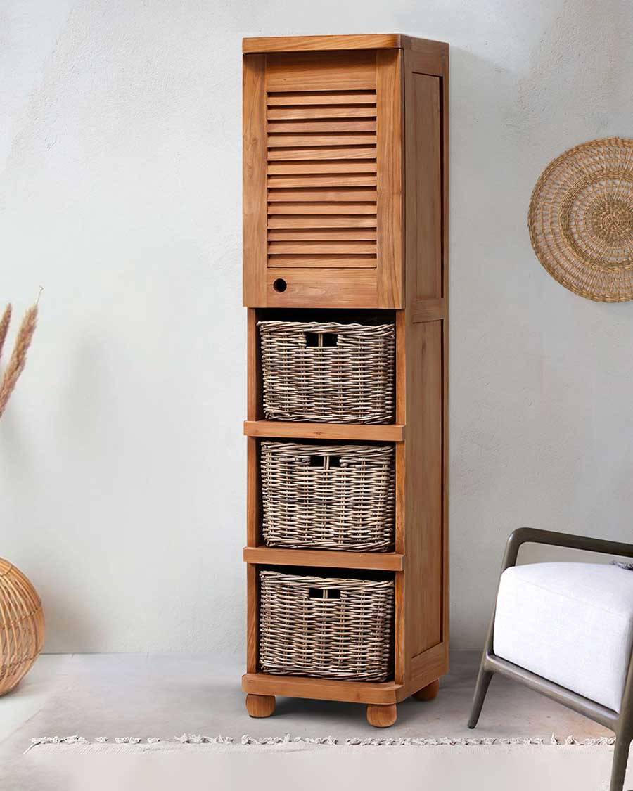 Eclipse - Colonna da bagno in teak massello