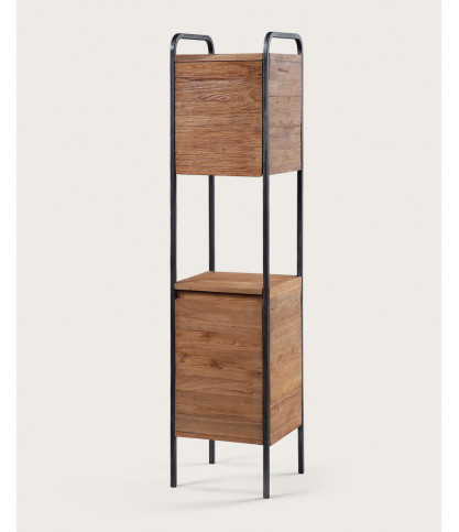 Azur - Colonna da bagno in stile industriale in teak e metallo