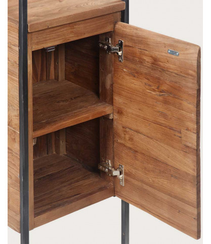 Azur - Colonna da bagno in stile industriale in teak e metallo
