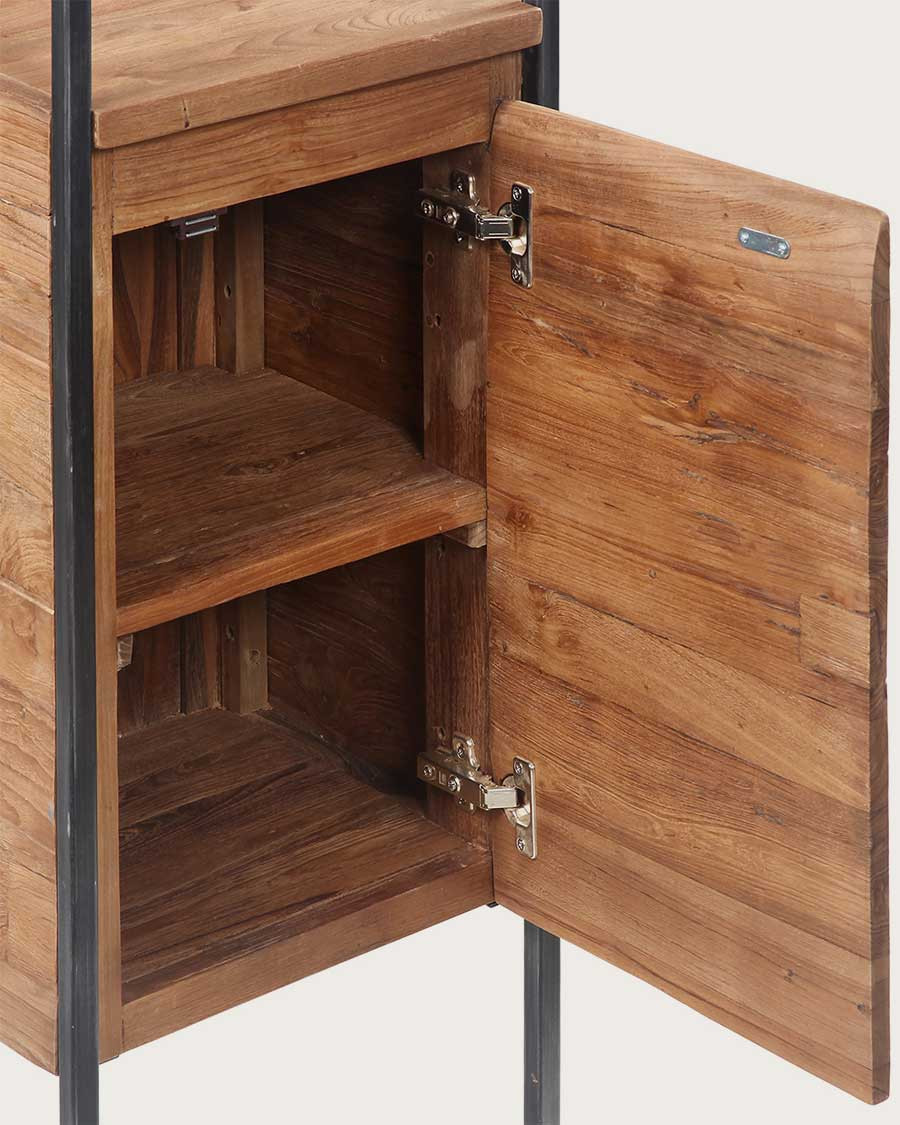 Azur - Colonna da bagno in stile industriale in teak e metallo