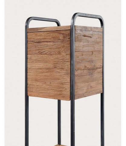 Azur - Industrial bathroom column in teak and metal