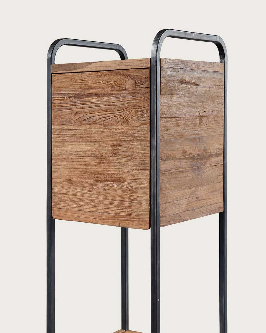 Azur - Colonna da bagno in stile industriale in teak e metallo