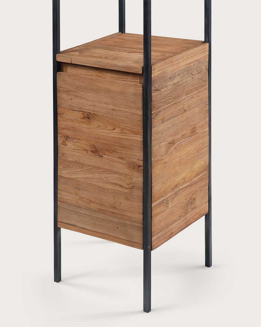 Azur - Colonna da bagno in stile industriale in teak e metallo