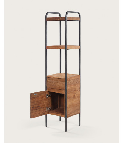Azur - Industrial bathroom column in teak and metal