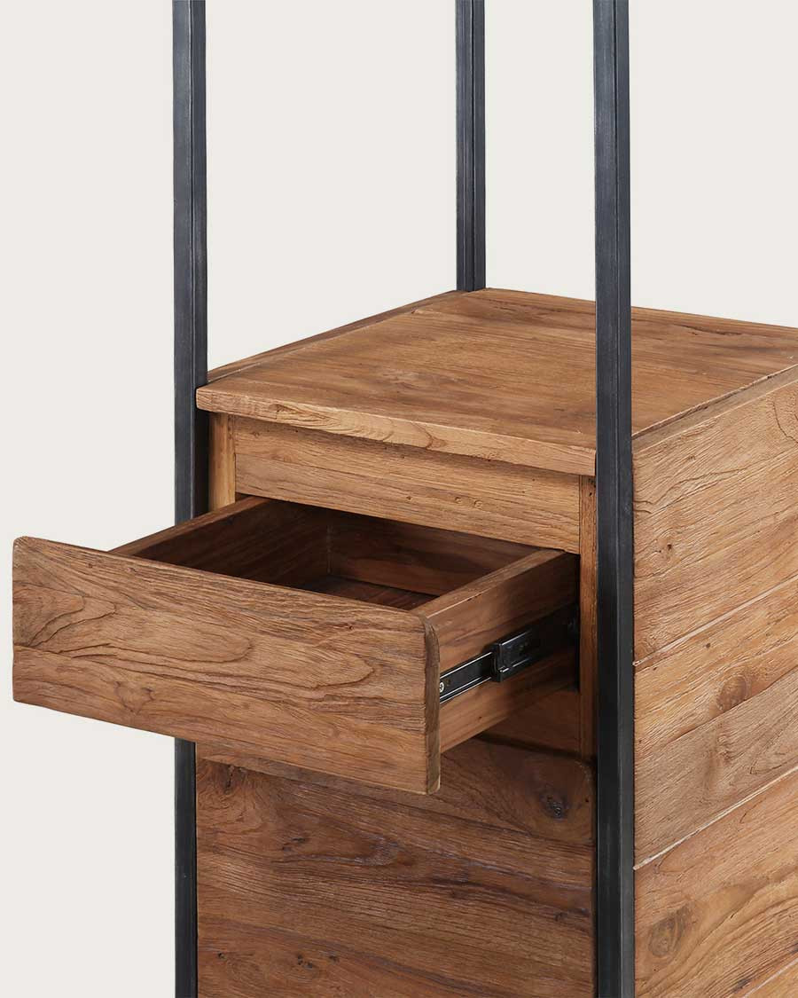 Azur - Industrial bathroom column in teak and metal