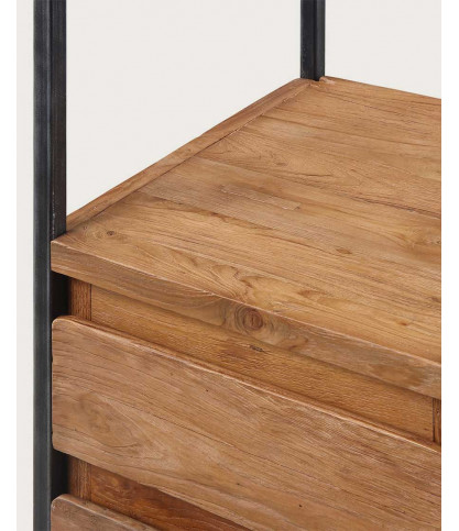 Azur - Industrial bathroom column in teak and metal