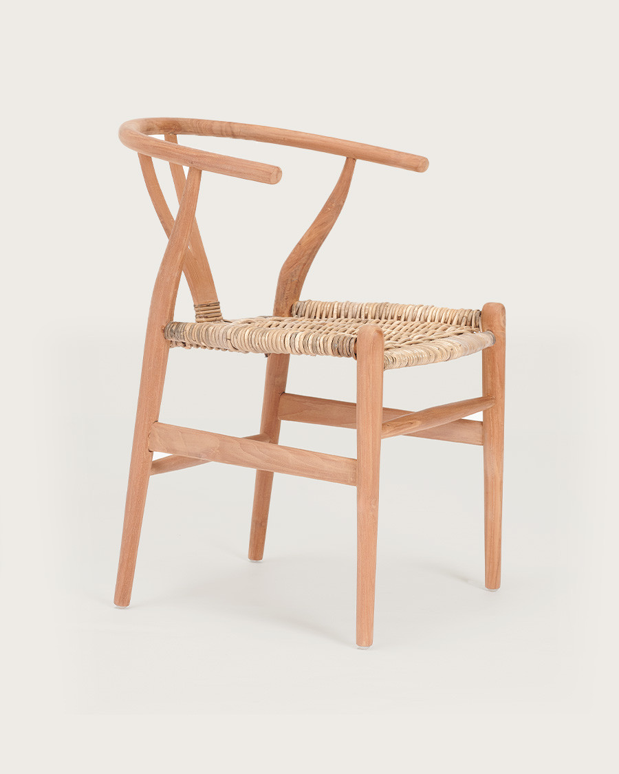 Lyia - Sedia in teak massello e rattan