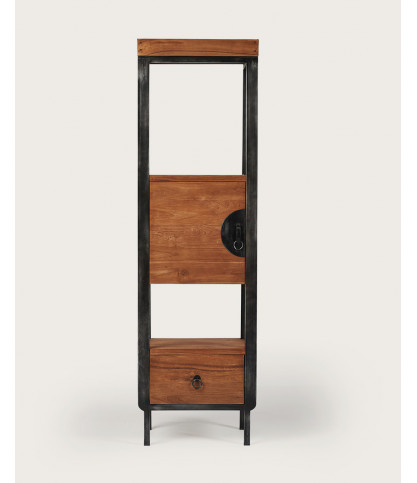 Samurai - Industrial bathroom column in teak and metal