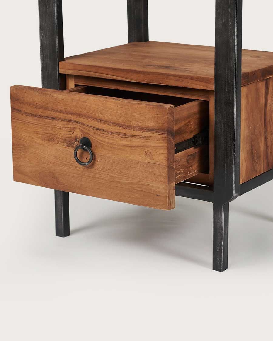 Samurai - Industrielle Badezimmersäule aus Teakholz und Metall