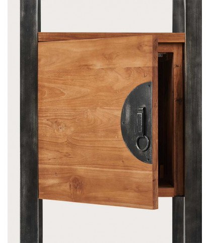 Samuraï - Colonne de salle de bain industrielle en teck et métal