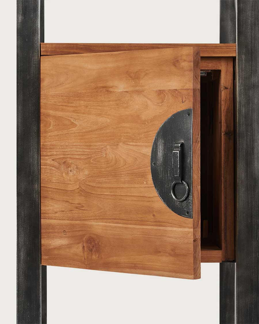 Samurai - Industrial bathroom column in teak and metal
