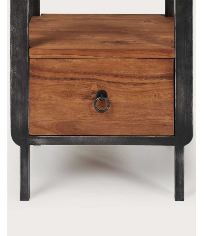 Samurai - Industrial bathroom column in teak and metal