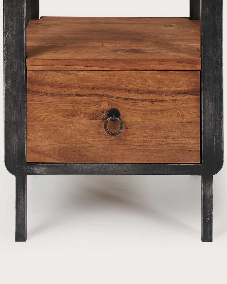 Samurai - Colonna da bagno in stile industriale in teak e metallo