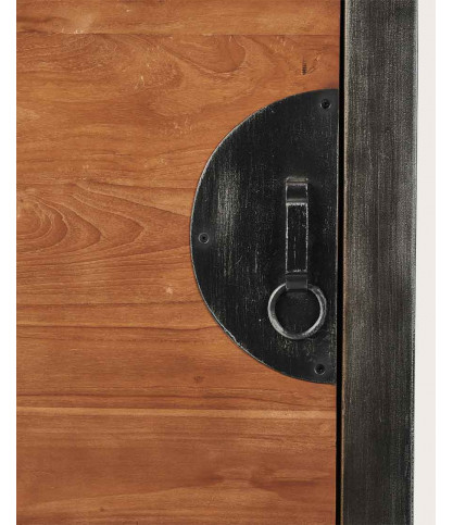 Samurai - Colonna da bagno in stile industriale in teak e metallo