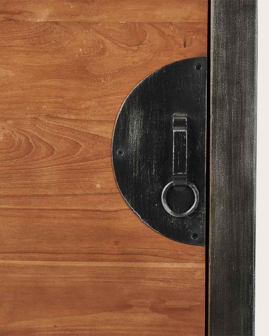 Samuraï - Colonne de salle de bain industrielle en teck et métal