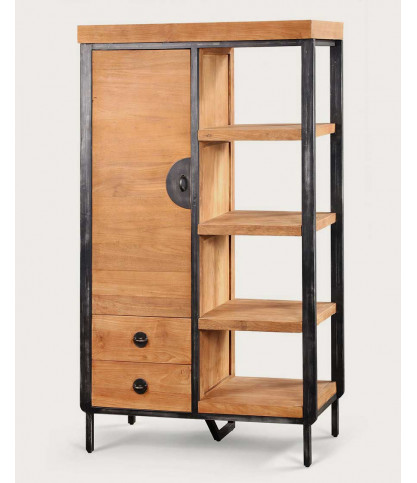 Samurai - Industrial bathroom cabinet in teak and metal